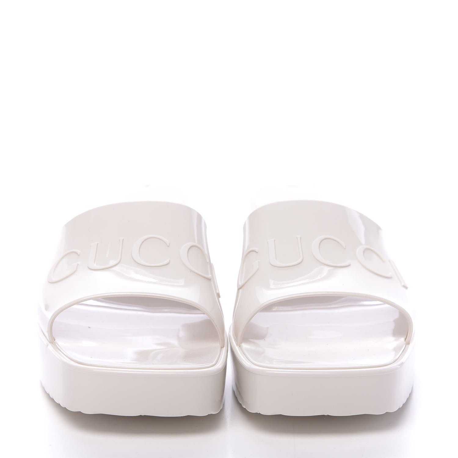 Gucci Rubber Gucci Logo Womens Platform 20/60mm Slide Sandals 38 Mystic White 2 of 8