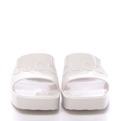 Gucci Rubber Gucci Logo Womens Platform 20/60mm Slide Sandals 38 Mystic White 2 of 8