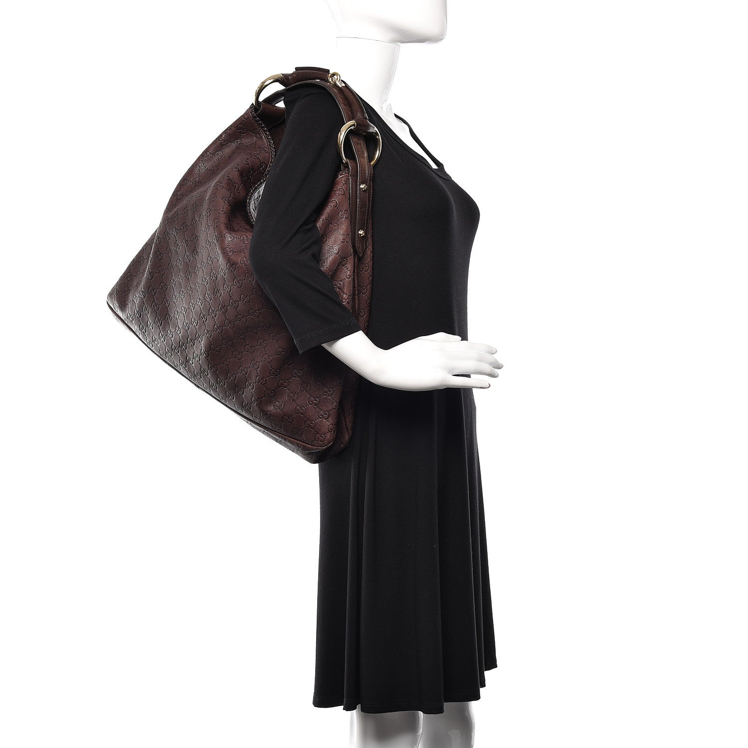 Gucci Guccissima Large Horsebit Chain Hobo Chocolate 2 of 19