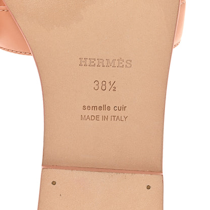 Hermes Calfskin Oran Sandals 38.5 Granit Rose 6 of 8