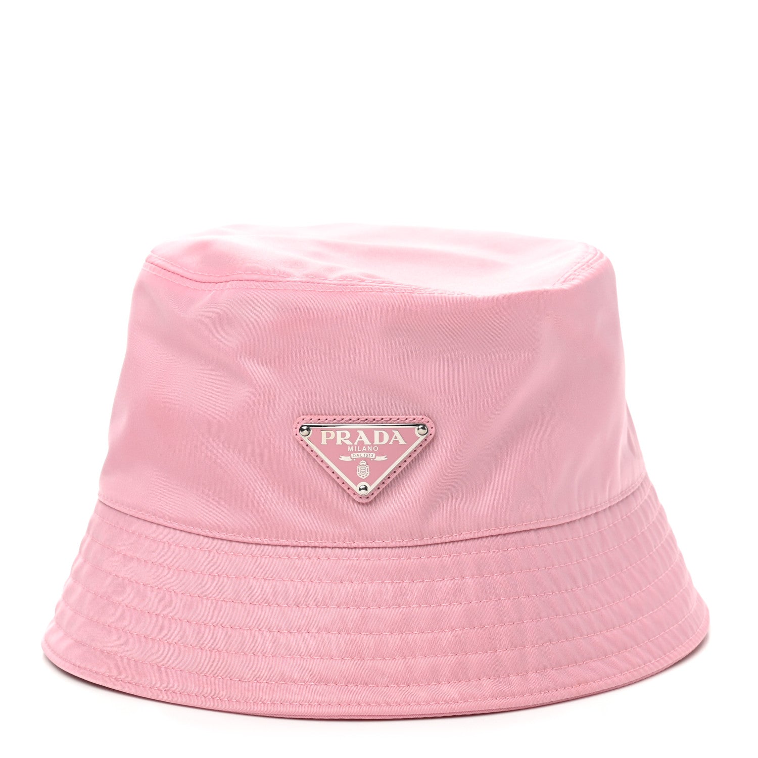 Prada Re-Nylon Metal Triangle Logo Womens Bucket Hat M Rosa 3 of 7