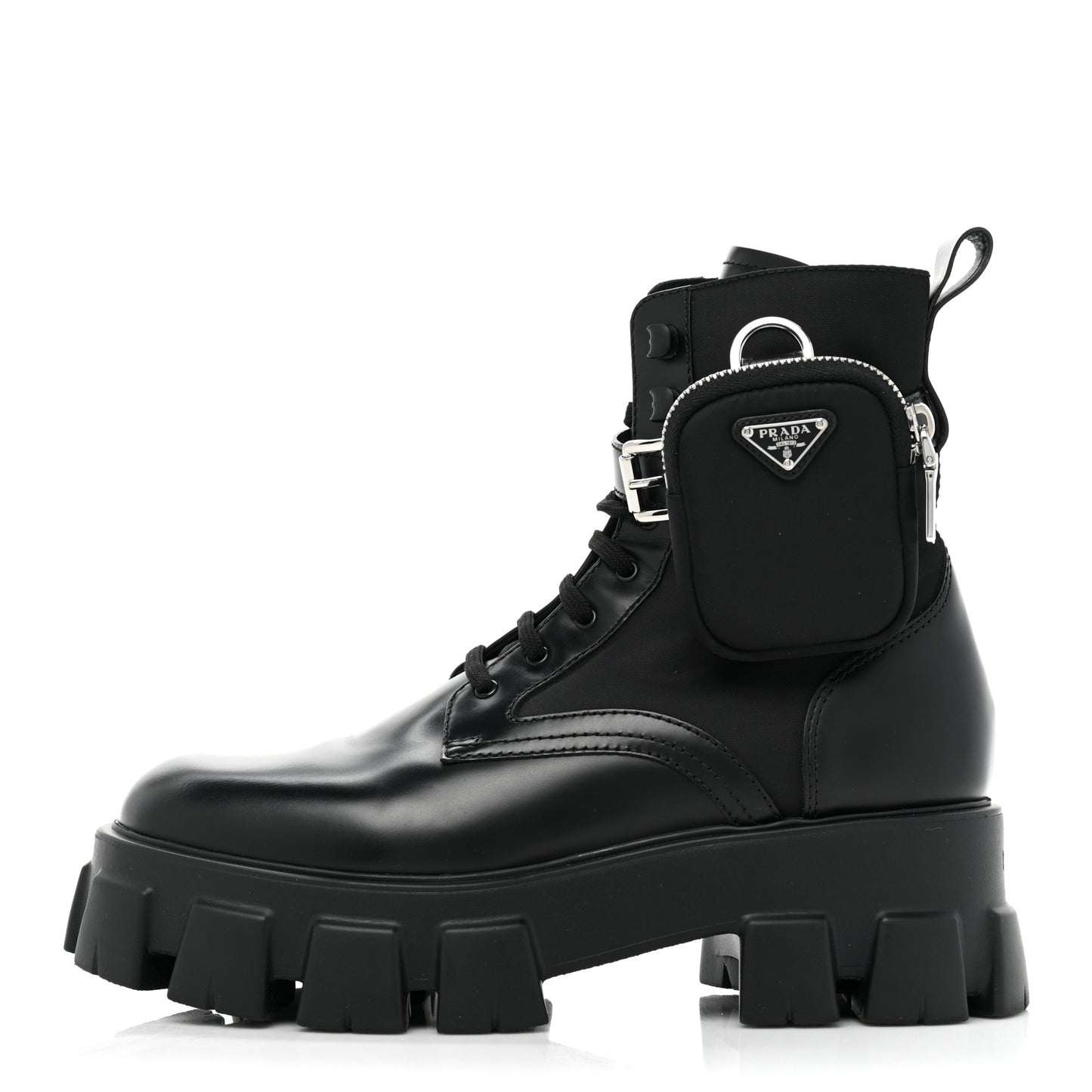 Spazzolato Rois Re-Nylon Metal Triangle Logo Monolith Pouch Pocket 55mm Boots 40.5 Black