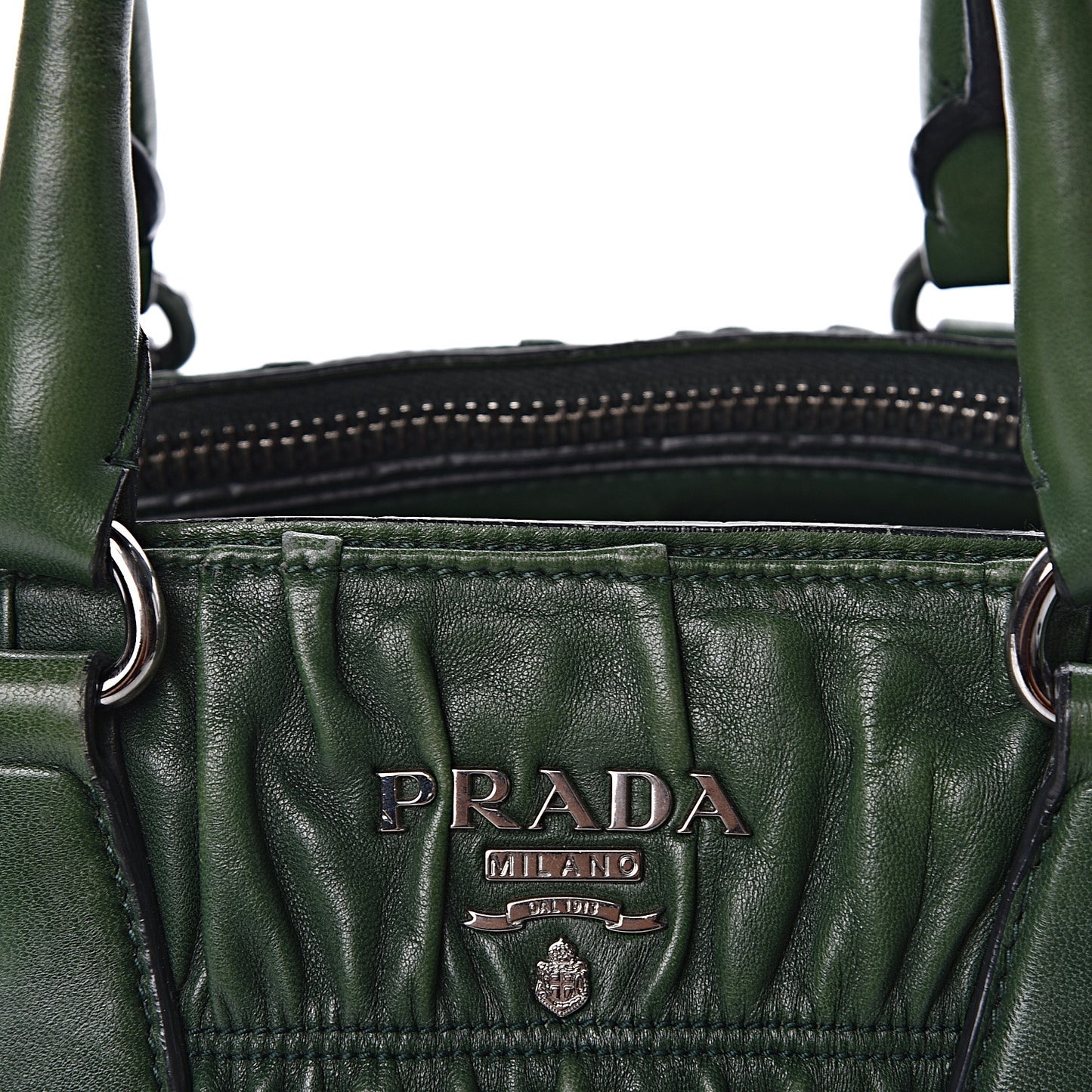 Nappa Gaufre Double Zip Tote Green