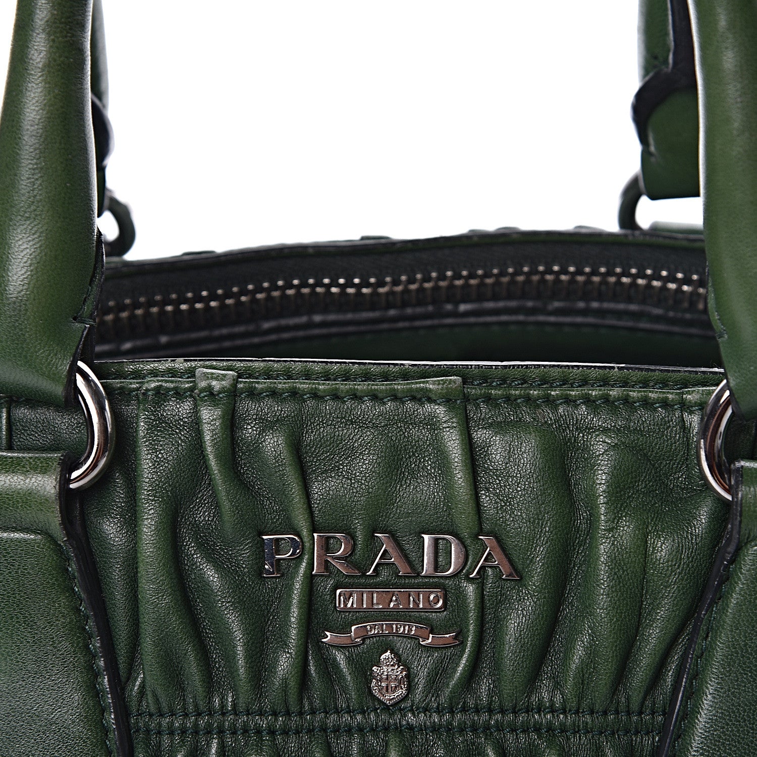 Prada Nappa Gaufre Double Zip Tote Green 11 of 22
