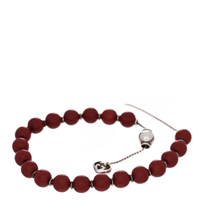 Gucci Sterling Silver Wood San Valentino Bead Adjustable Bracelet Red 2 of 4