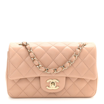 Chanel Lambskin Quilted Mini Rectangular Flap Beige 1 of 10