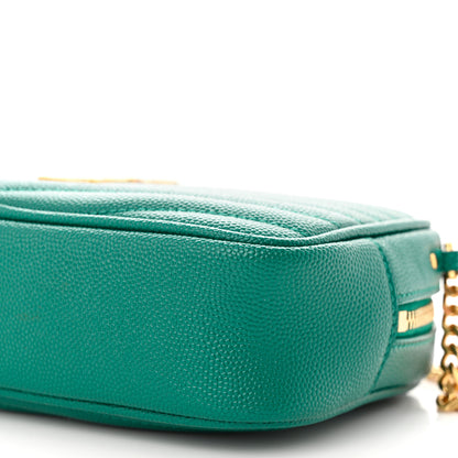 Saint Laurent Grain De Poudre Matelasse Monogram Mini Lou Camera Bag Brilliant Grass 10 of 14