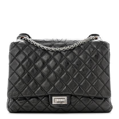 Chanel Metallic Aged Calfskin Quilted Reissue 2.55 Accordion Flap Black 1 of 11