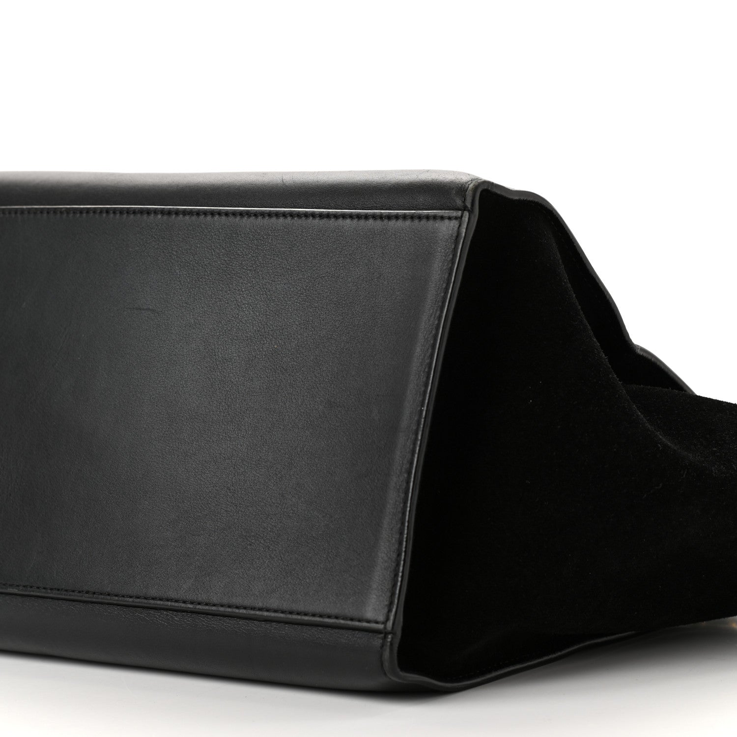 Celine Crocodile Embossed Calfskin Suede Medium Trapeze Black 8 of 9