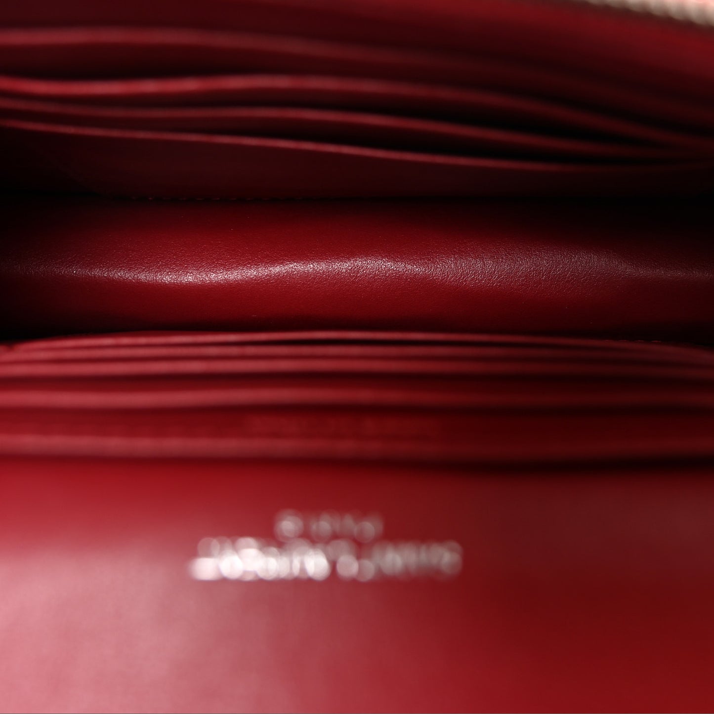 Calfskin Crocodile Embossed Monogram Sunset Chain Wallet Rouge Eros