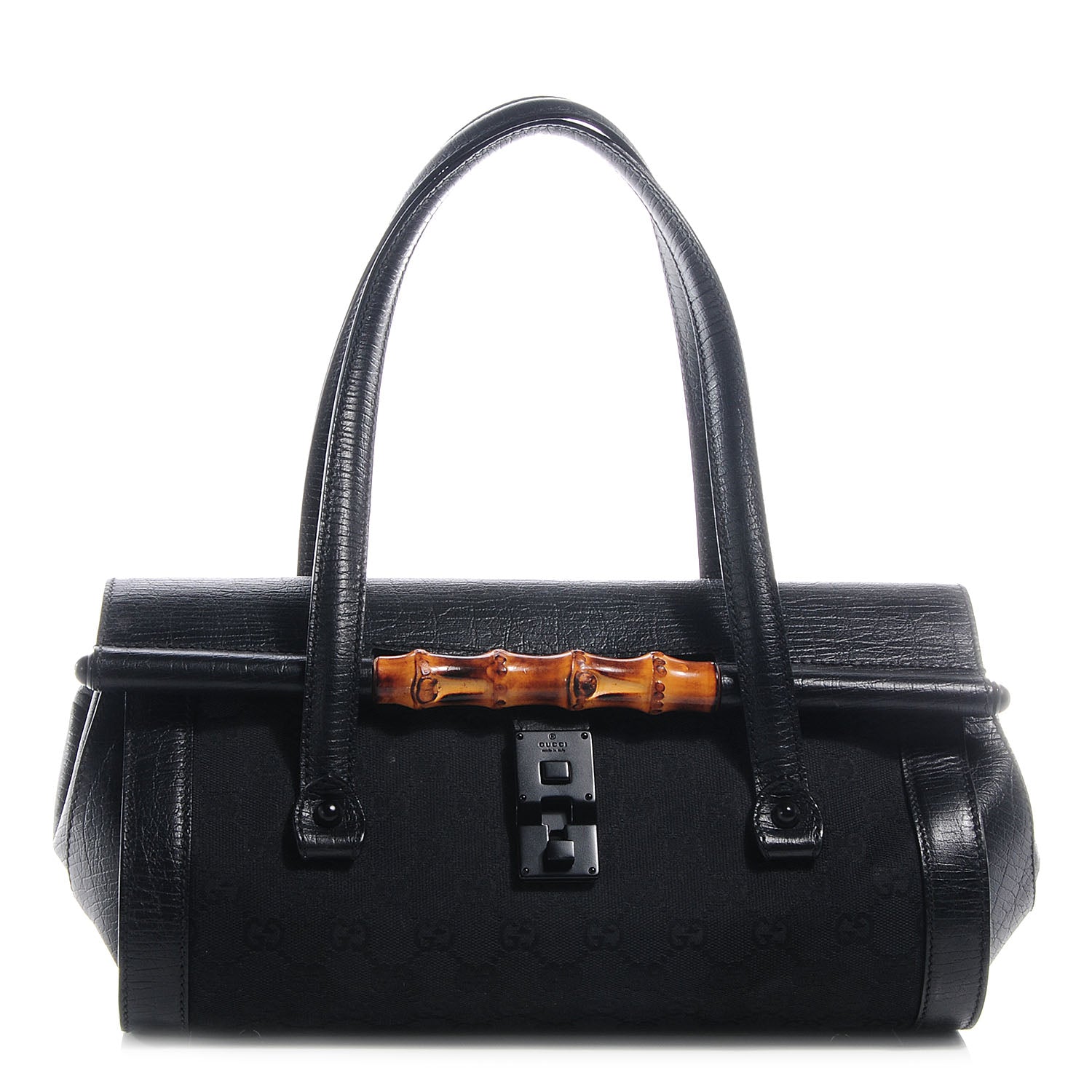 Gucci Monogram GG Bamboo Bullet Tote Bag Black 1 of 7
