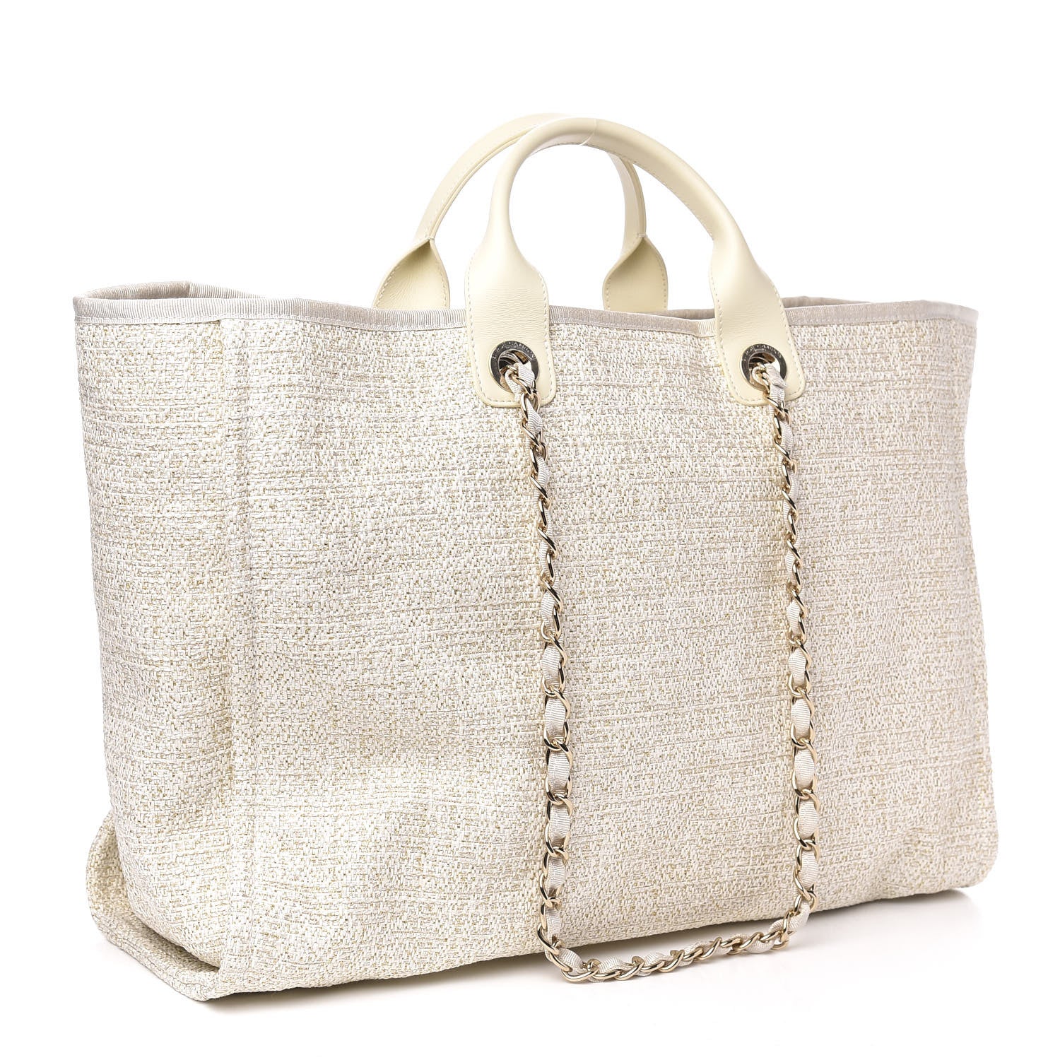 Chanel Lurex Boucle Large Deauville Tote Ivory 3 of 10