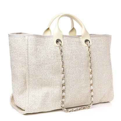Chanel Lurex Boucle Large Deauville Tote Ivory 3 of 10