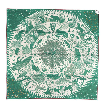 Hermes Silk Sous Le Charme d'Orphee Double Face Scarf 90 Etoupe White Beige Dore 6 of 6
