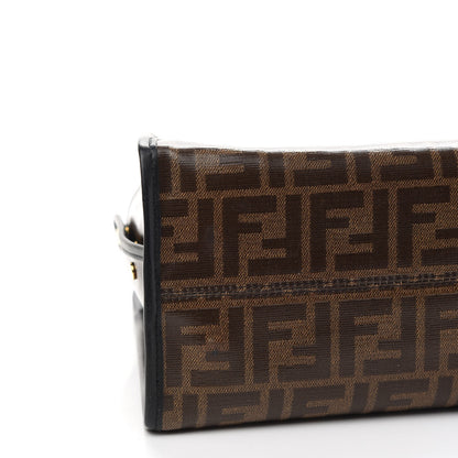 Fendi Glazed Fabric Vitello Century FF 1974 Stamp Patch Medium Peekaboo Defender Cover Mogano Panna Black 8 of 9