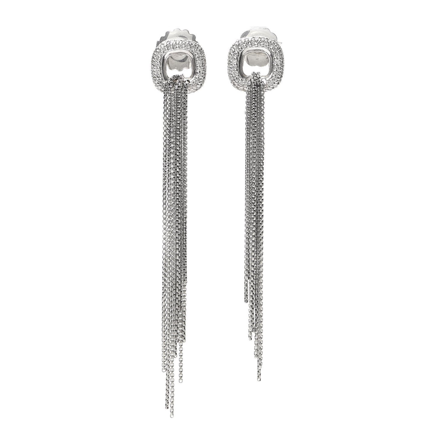 Sterling Silver Diamond Waterfall Drop Earrings