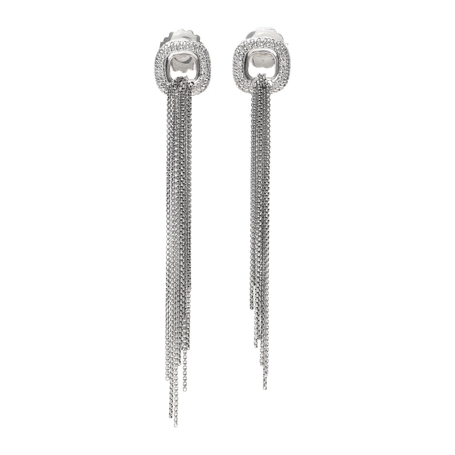 David Yurman Sterling Silver Diamond Waterfall Drop Earrings 1 of 5