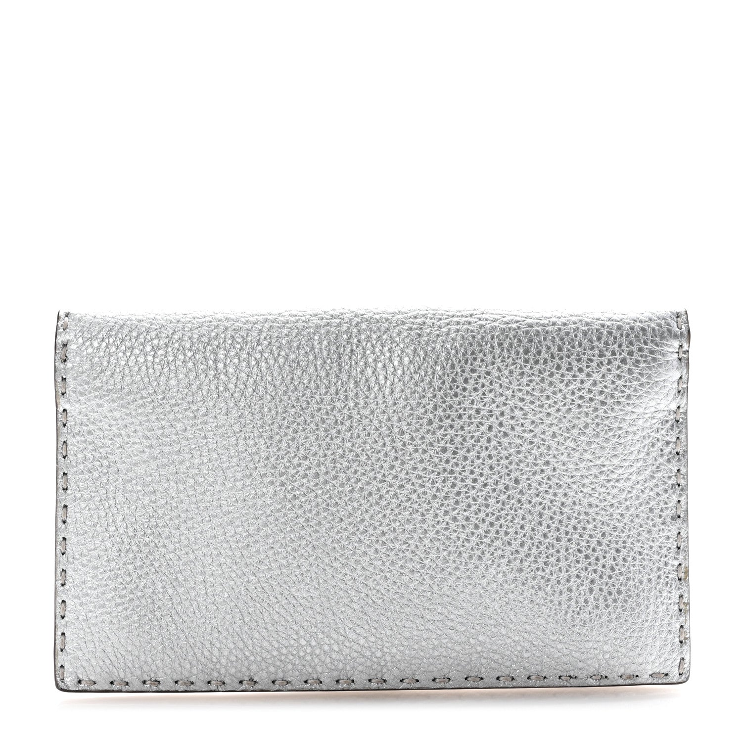 Fendi Cuoio Romano Lux Selleria Flat Clutch Argento 1 of 9
