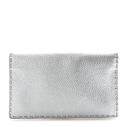 Fendi Cuoio Romano Lux Selleria Flat Clutch Argento 1 of 9