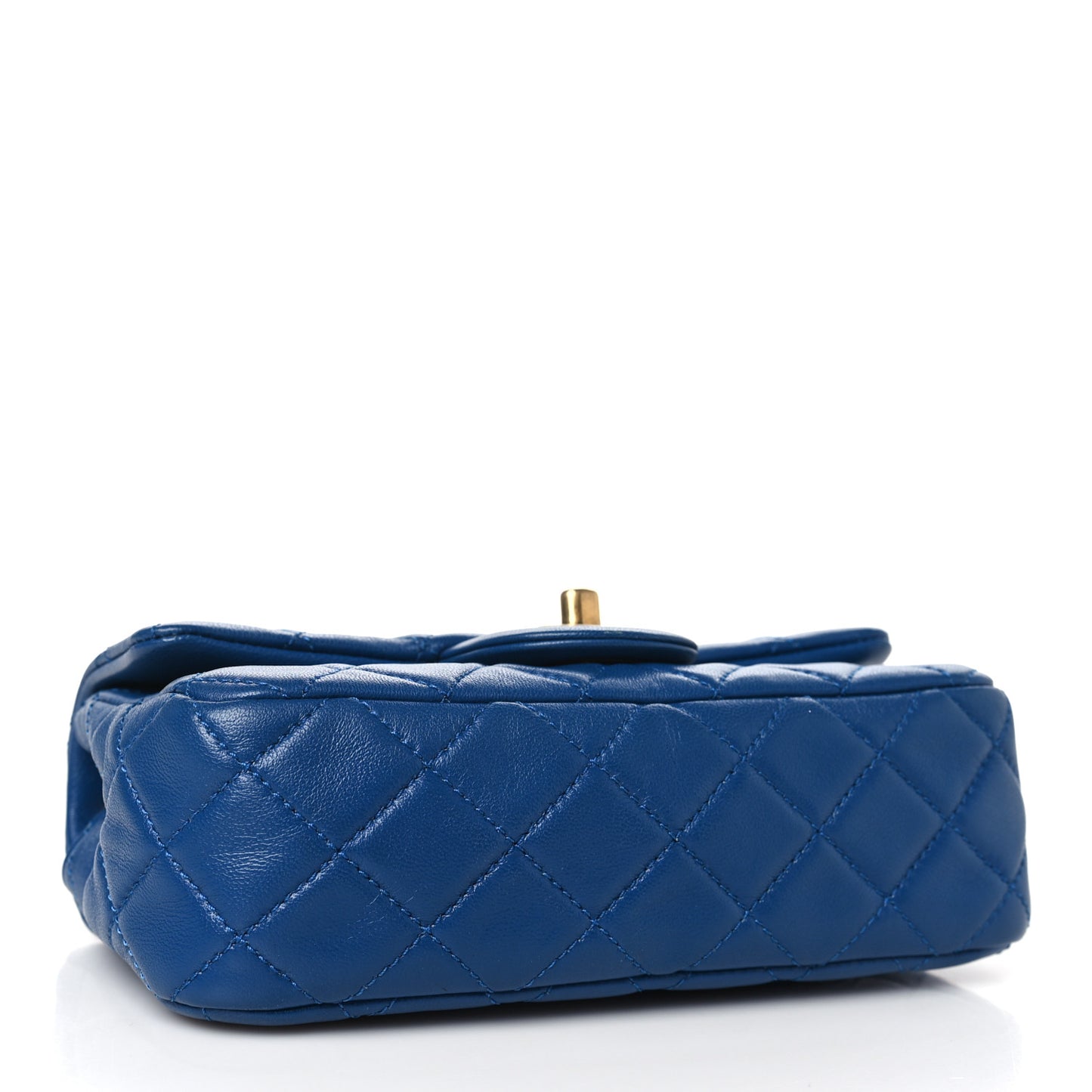 Lambskin Quilted Pearl Crush Mini Rectangular Flap Blue