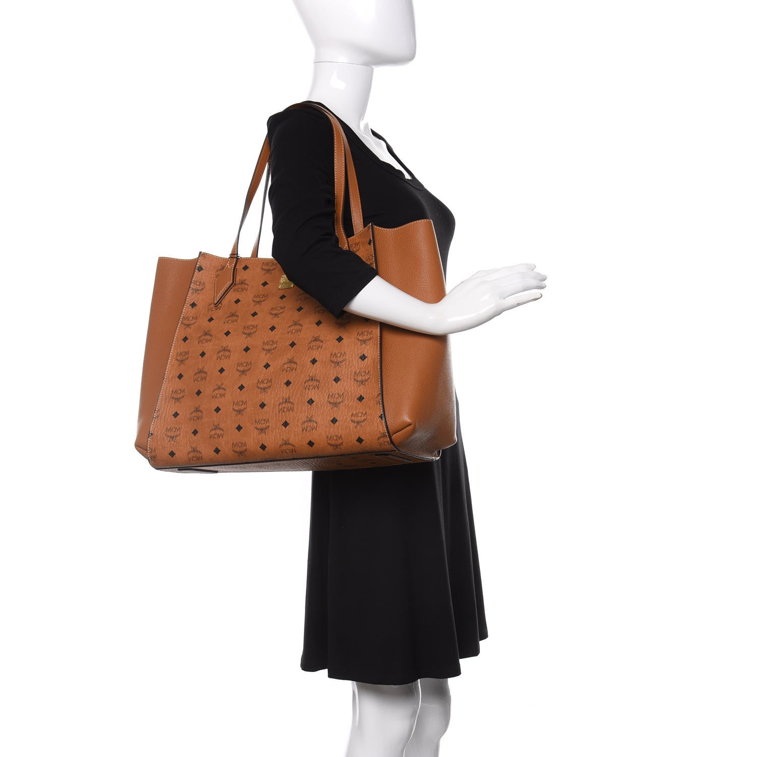 MCM Visetos Large Luisa Shopper Tote Cognac 2 of 9
