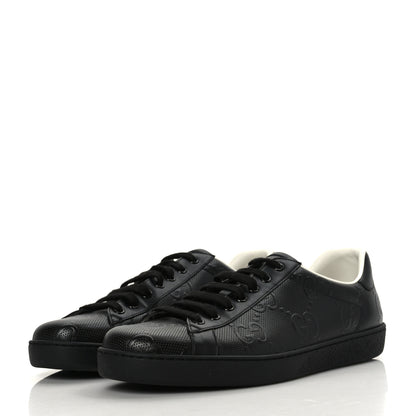 Gucci Calfskin GG Tennis Embossed Mens Ace Sneakers 10.5 Black 3 of 9