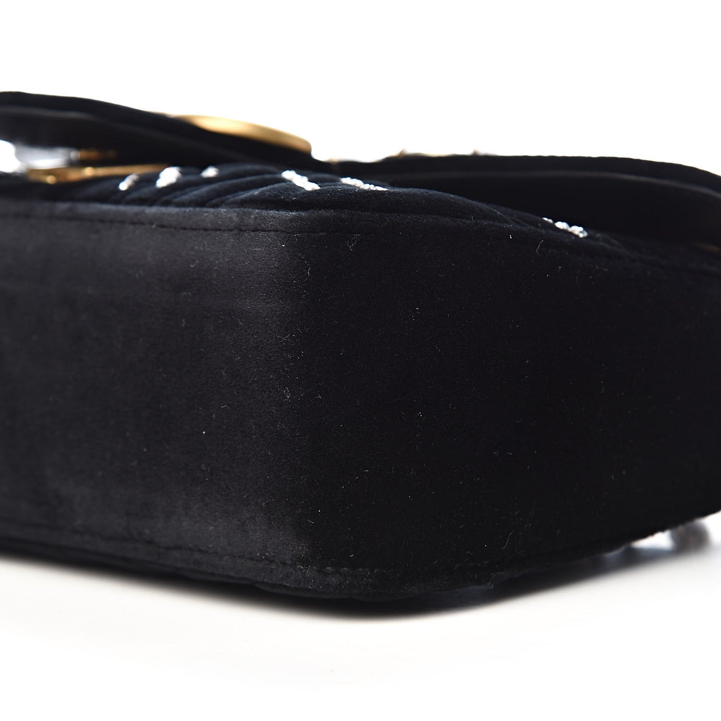 Velvet Matelasse Marquise Crystals Embroidered Small GG Marmont Shoulder Bag Black