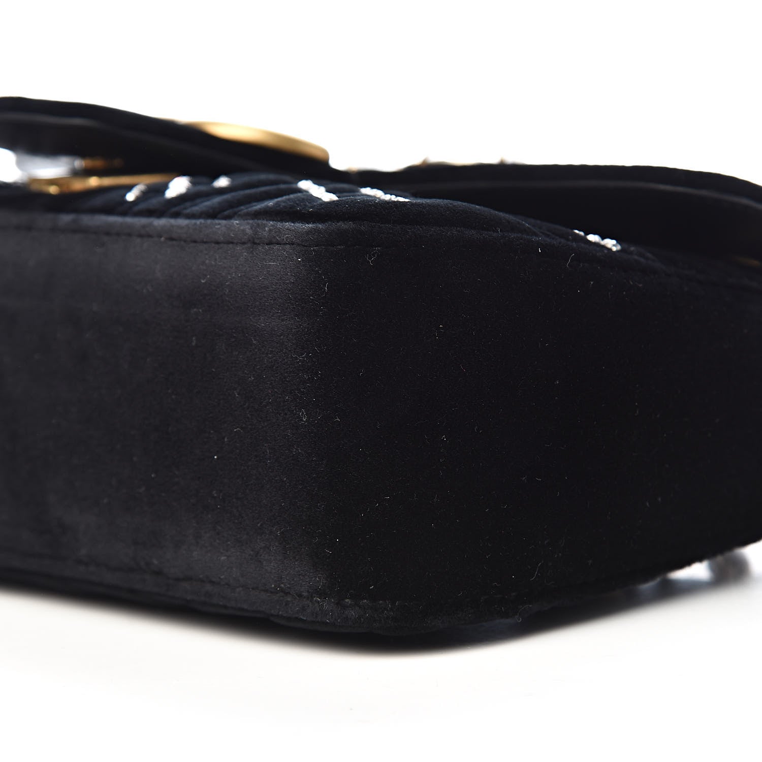 Gucci Velvet Matelasse Marquise Crystals Embroidered Small GG Marmont Shoulder Bag Black 9 of 10