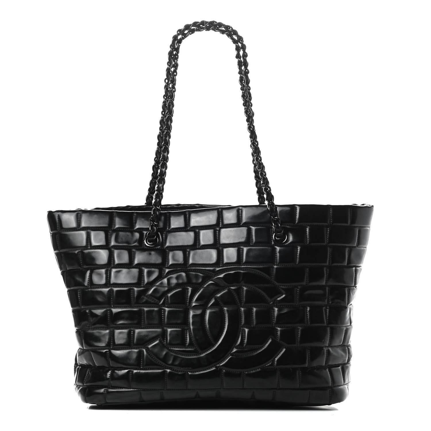 Chanel Vinyl Quilted Frozen Shopping Tote Black 1 of 15