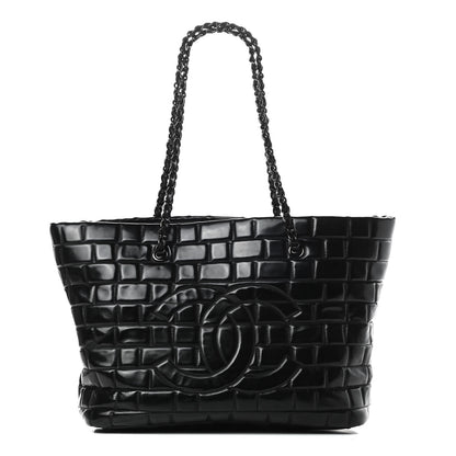 Chanel Vinyl Quilted Frozen Shopping Tote Black 1 of 15