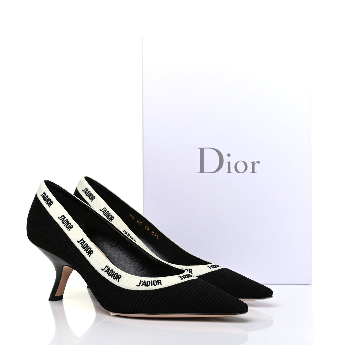 Technical Canvas Ribbon Embroidered J'Adior 65mm Pumps 39.5 Black