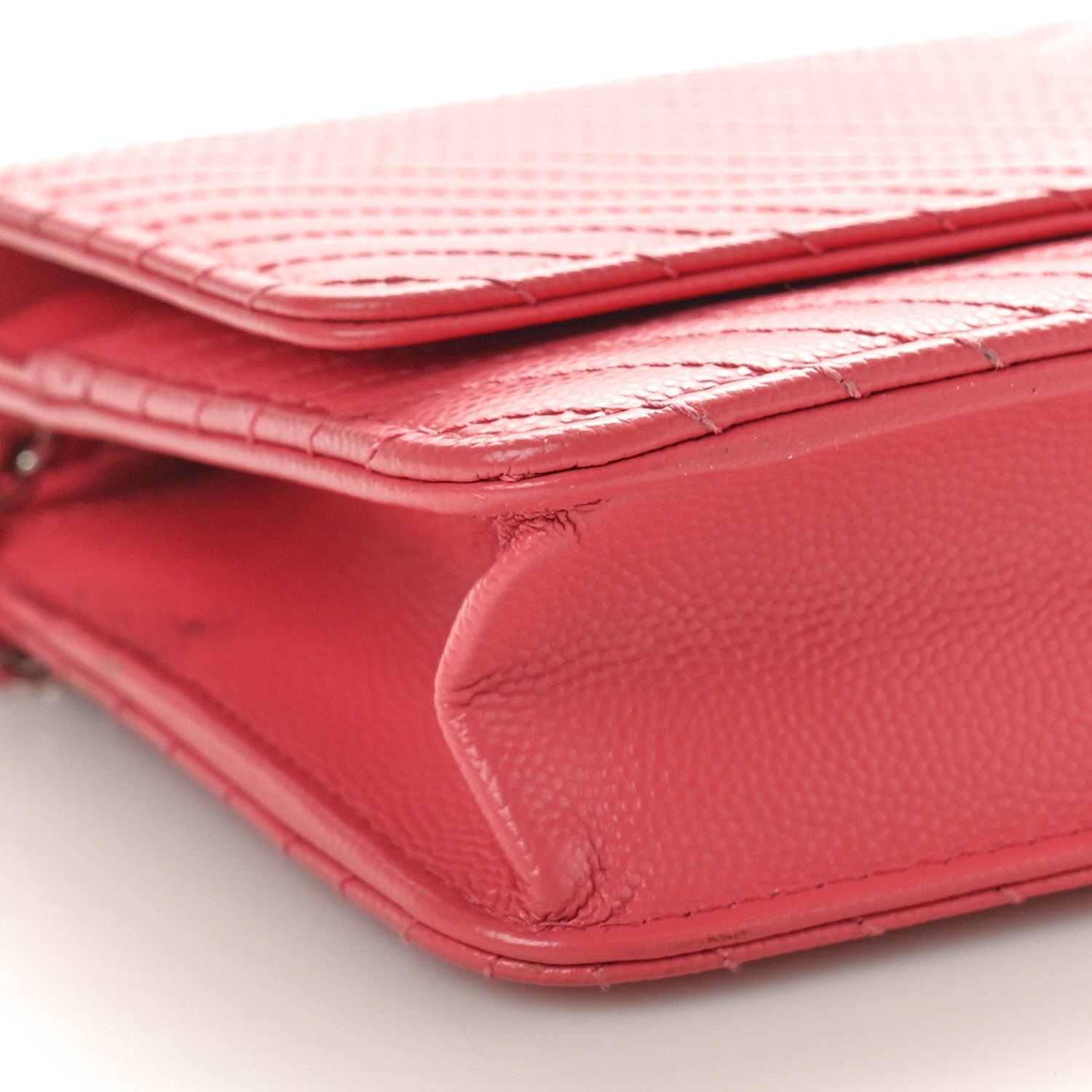 Chanel Caviar Chevron Quilted Wallet On Chain WOC Pink 9 of 11