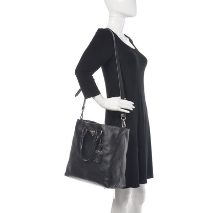 Prada Soft Calf Shopping Tote Black 2 of 13