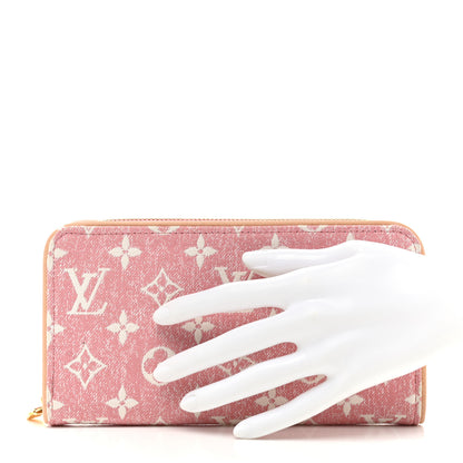 Louis Vuitton Denim Monogram Jacquard Zippy Wallet Pink 2 of 9