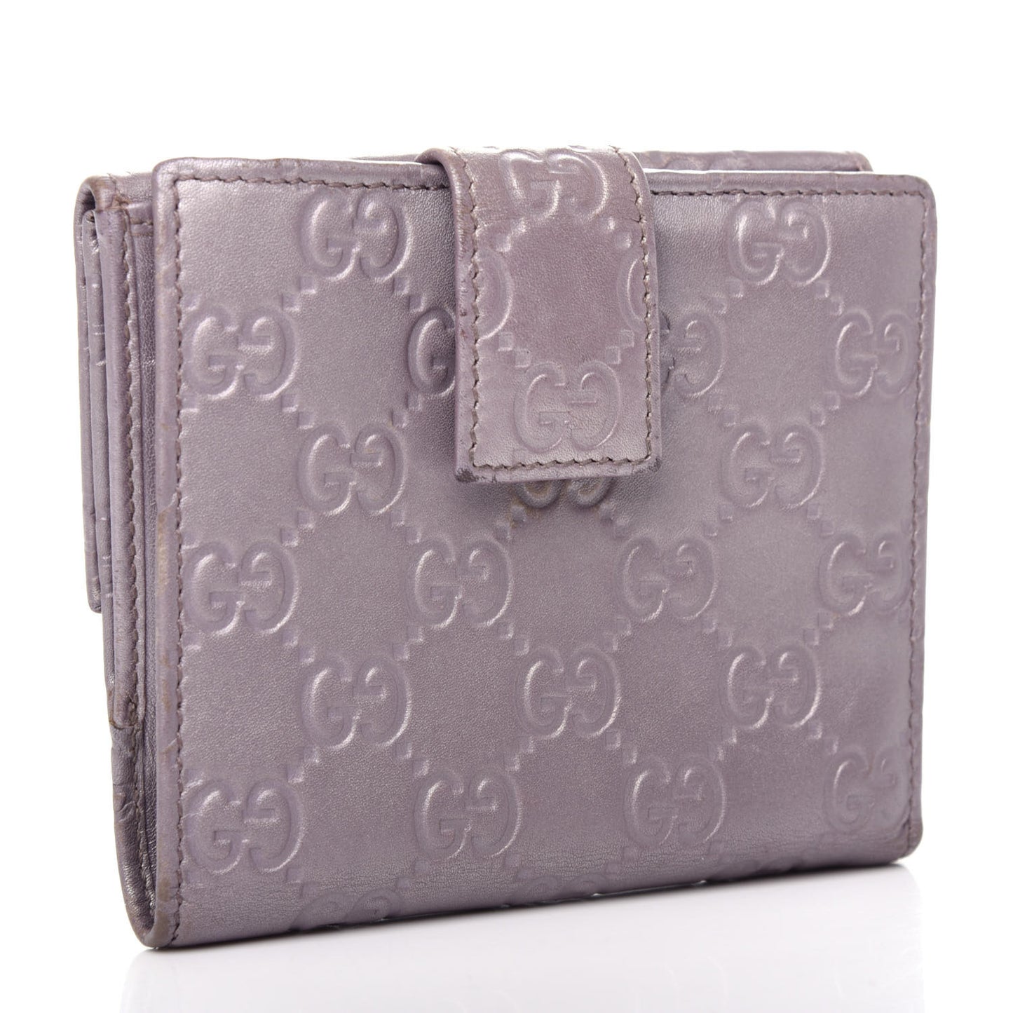 Metallic Soft Guccissima Lovely Heart French Flap Wallet Senanque
