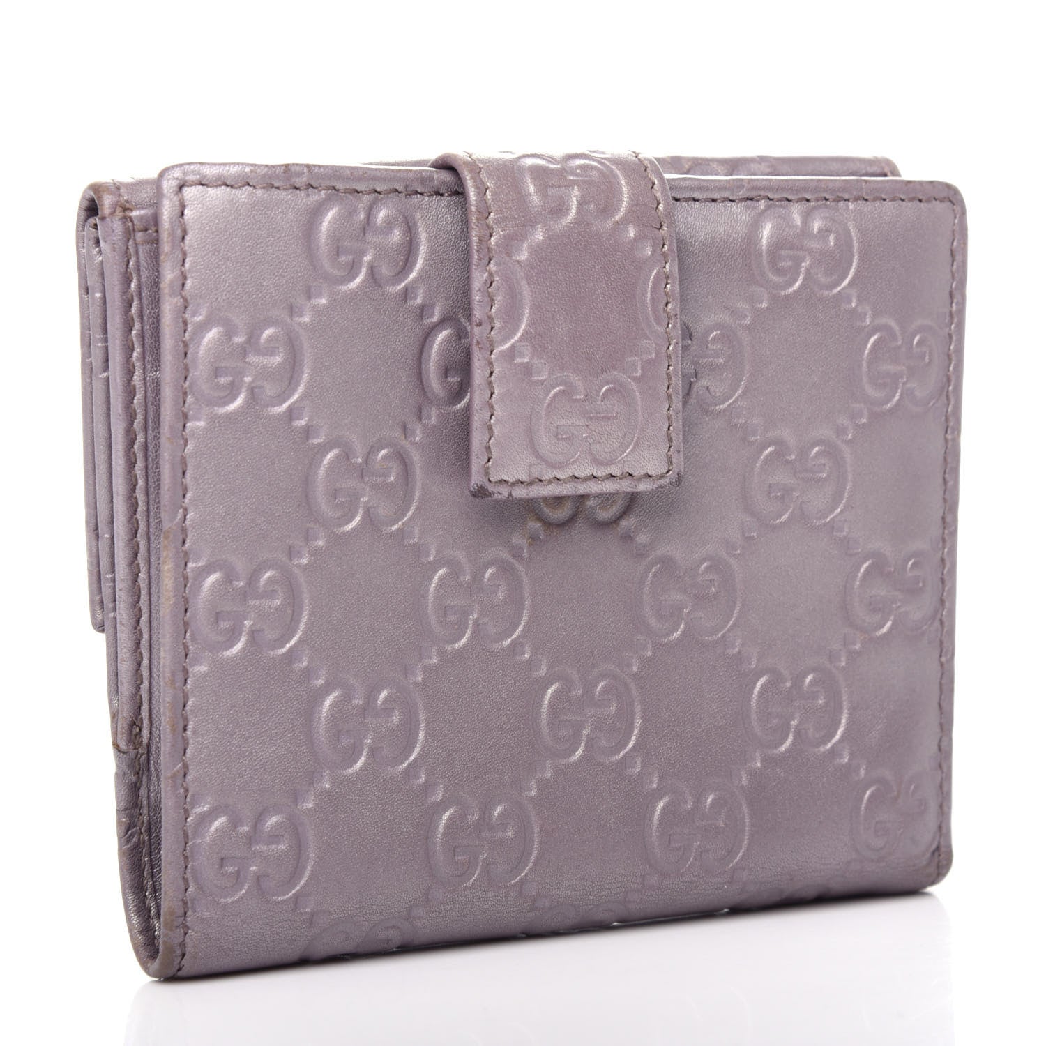 Gucci Metallic Soft Guccissima Lovely Heart French Flap Wallet Senanque 3 of 8