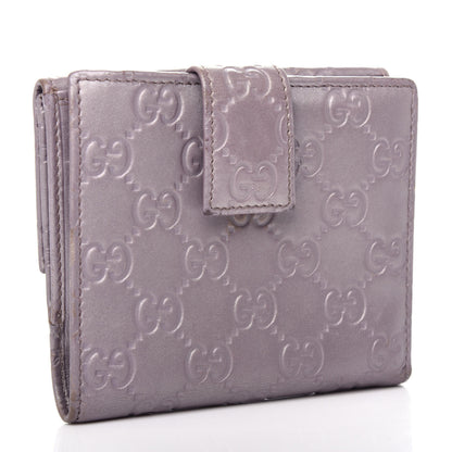 Gucci Metallic Soft Guccissima Lovely Heart French Flap Wallet Senanque 3 of 8