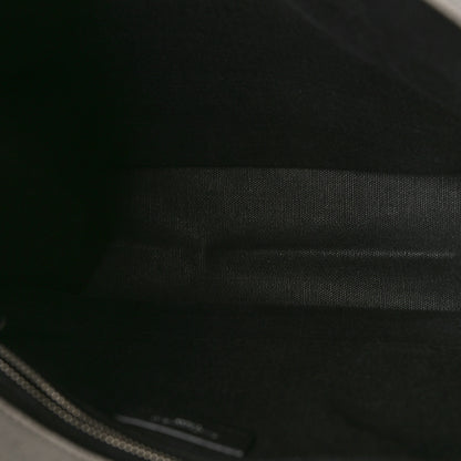 Saint Laurent Linen Calfskin Rive Gauche North South Tote White Black 5 of 8