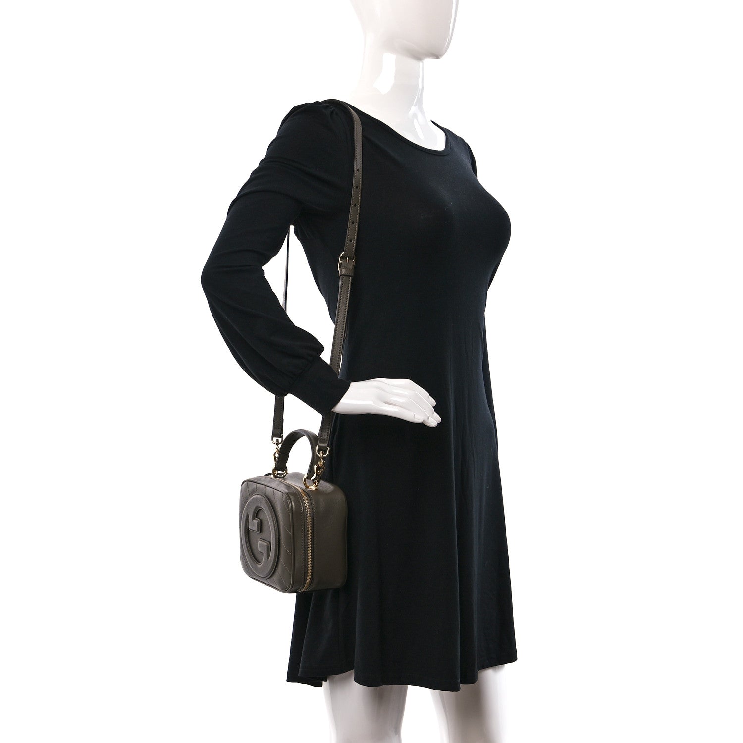 Gucci Sakai Be Green Calfskin Diagonal Stitched Blondie Top Handle Bag Craclet Brown 2 of 8