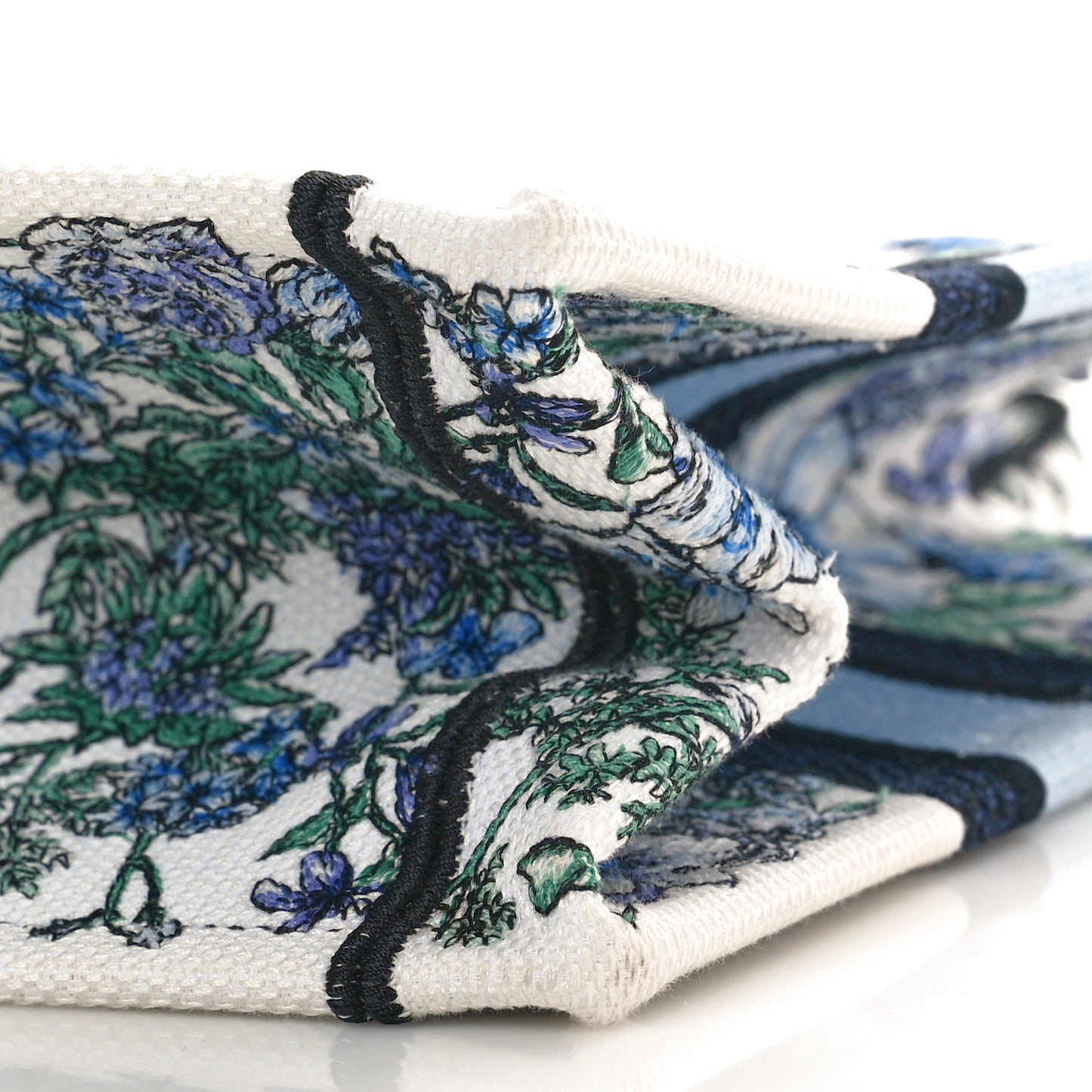 Canvas Embroidered Small Flowers Book Tote  Blue