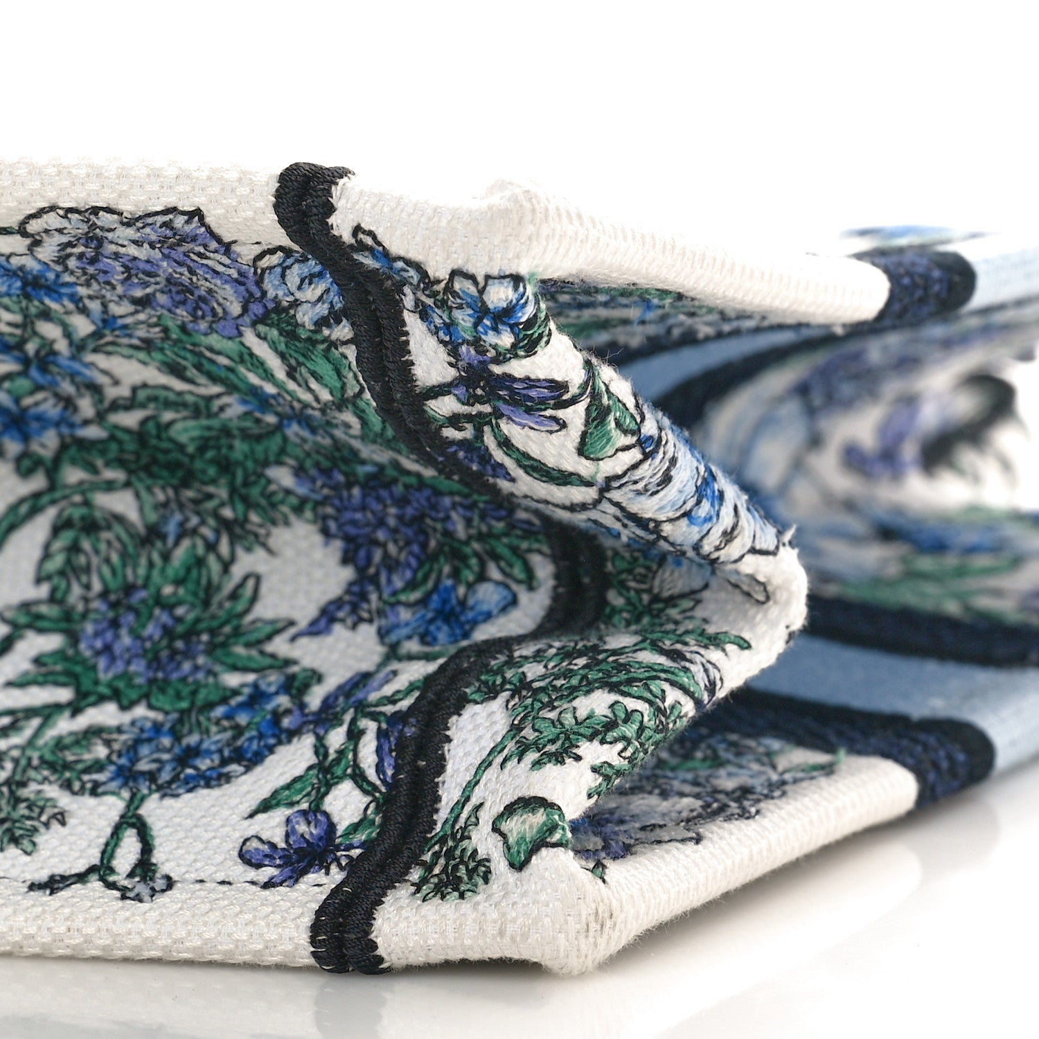 Christian Dior Canvas Embroidered Small Flowers Book Tote  Blue 10 of 11