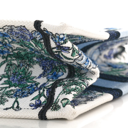Christian Dior Canvas Embroidered Small Flowers Book Tote  Blue 10 of 11