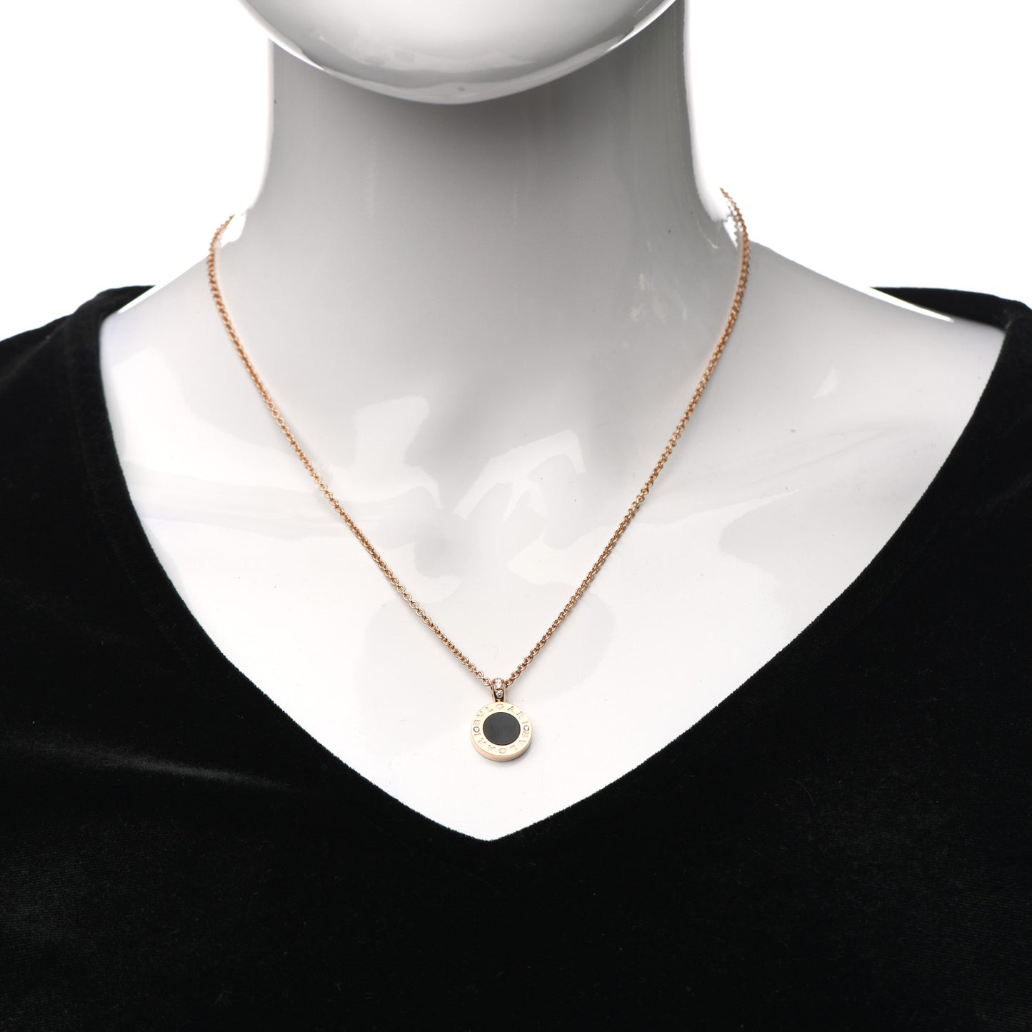 18K Rose Gold Diamond Black Onyx Mother of Pearl BVLGARI BVLGARI Pendant Necklace