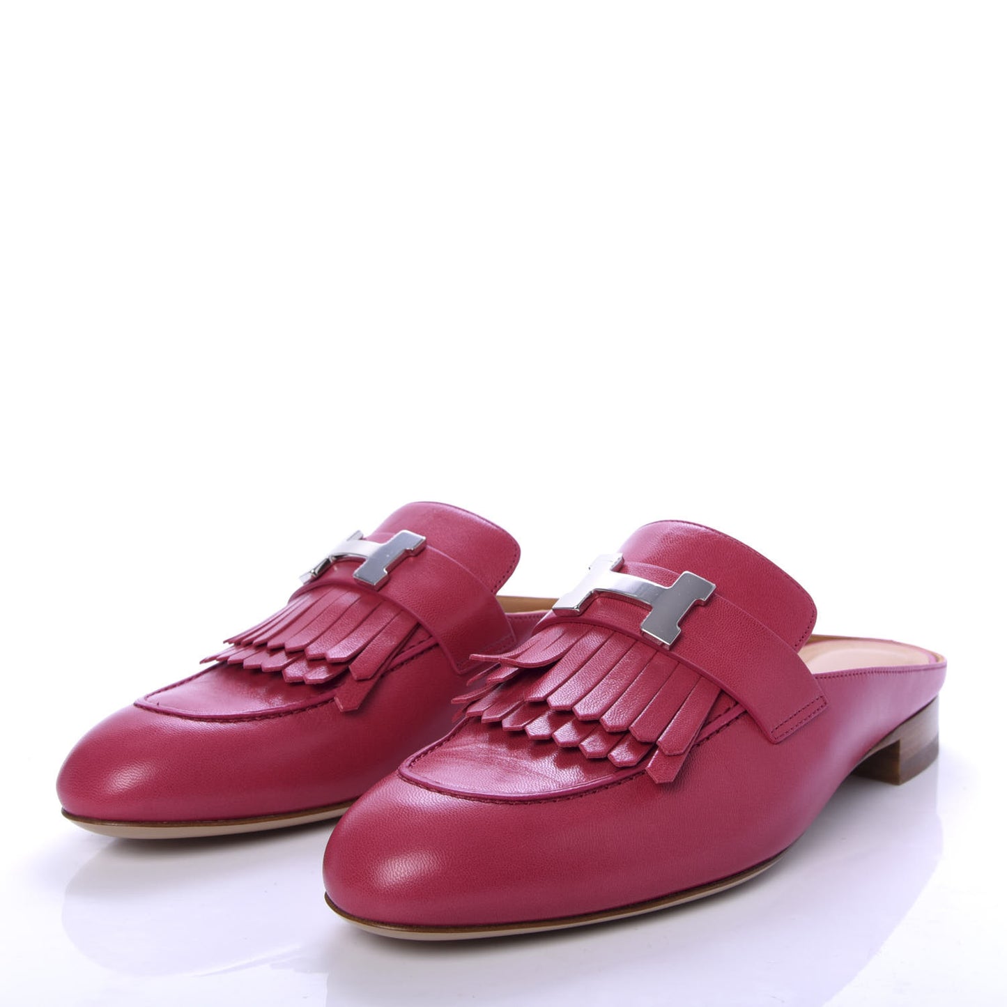 Goatskin Rivoli Mules 36 Rouge Azalee