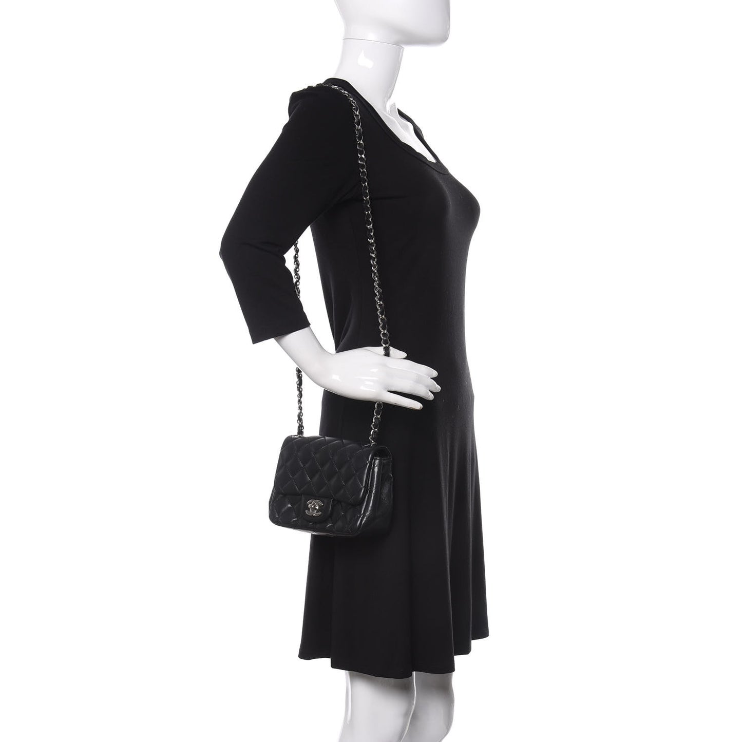 Lambskin Quilted Mini Square Flap Black