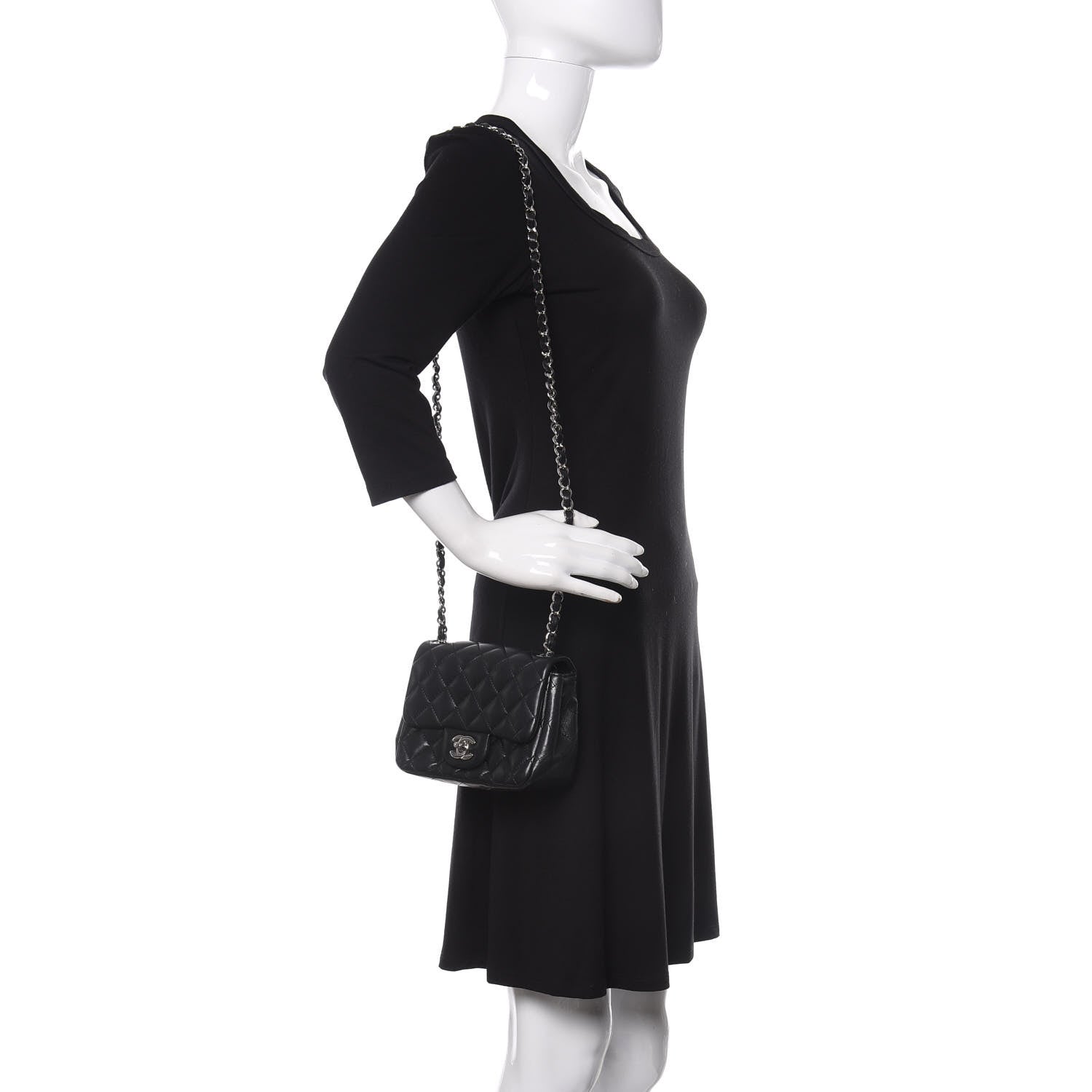 Chanel Lambskin Quilted Mini Square Flap Black 2 of 12