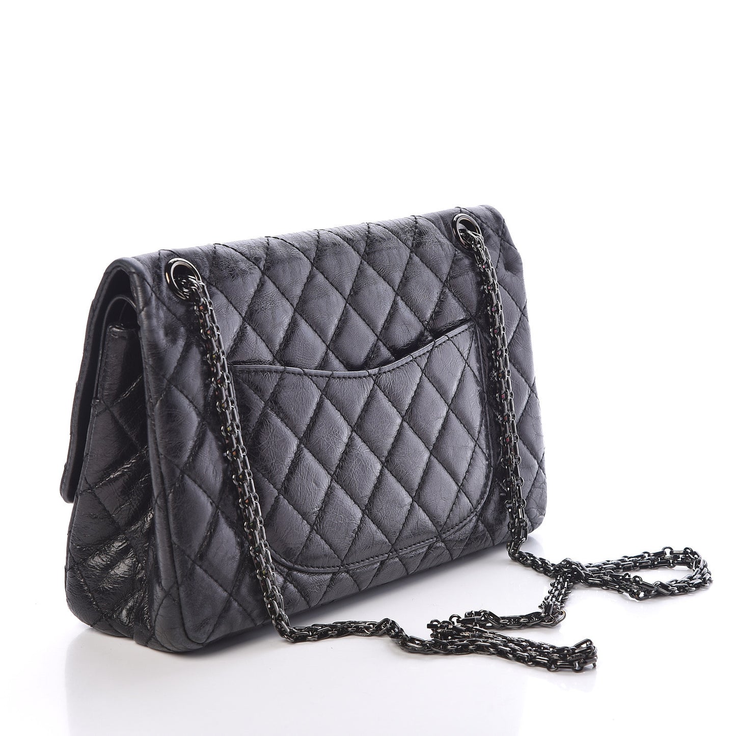 Metallic Aged Calfskin Quilted 2.55 Reissue 226 Flap So Black