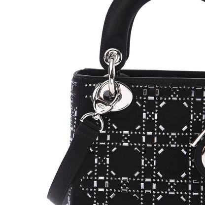 Christian Dior Satin Crystal Cannage Mini Lady Dior Black 8 of 10