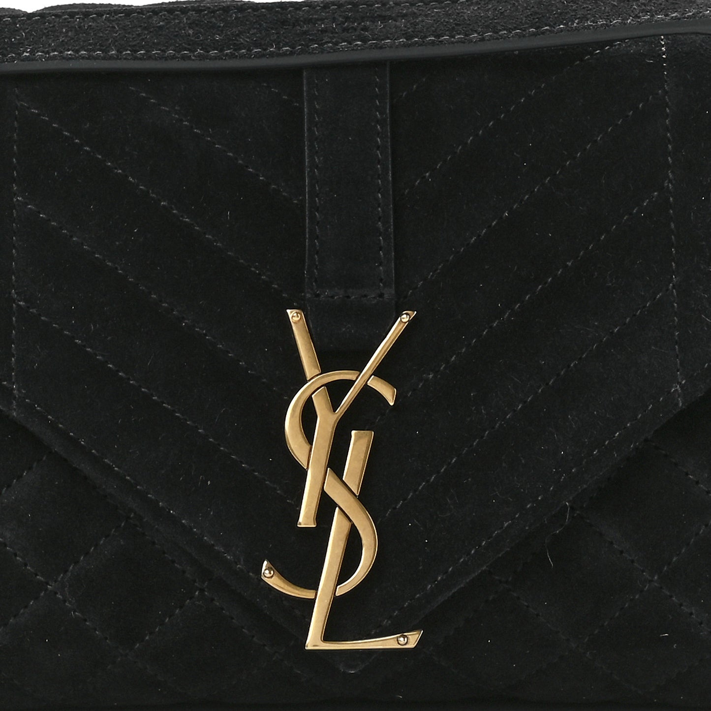 Suede Tri-Quilt Monogram Medium College Bag Black