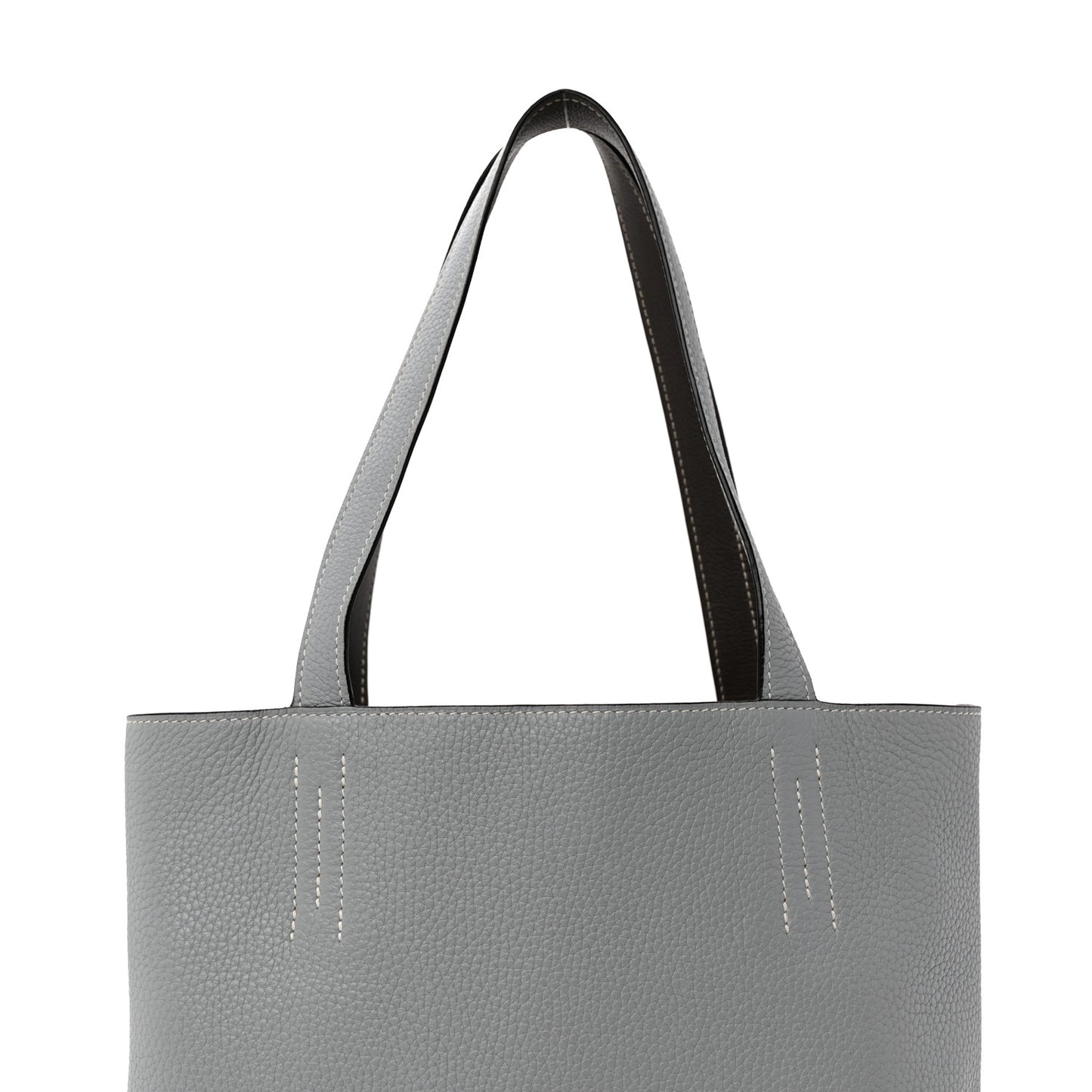 Taurillon Clemence Evercolor Double Sens 28 Reversible Tote  Etain Bleu Glacier